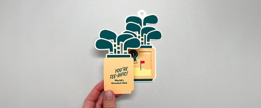 Green and yellow golf-themed gift tag.