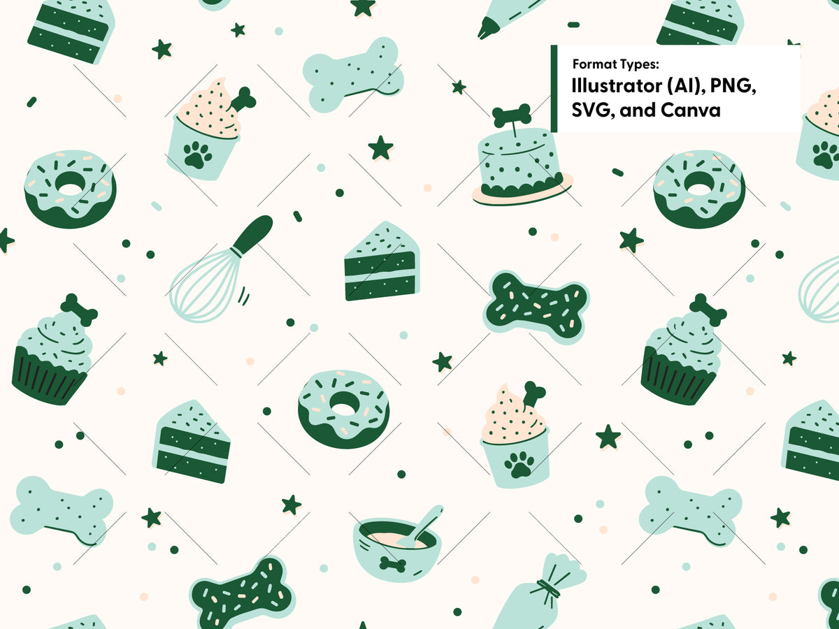 Dog Bakery Seamless Pattern | Dog Treat Packaging Digital Design