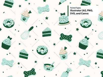 Dog Bakery Seamless Pattern | Dog Treat Packaging Digital Design