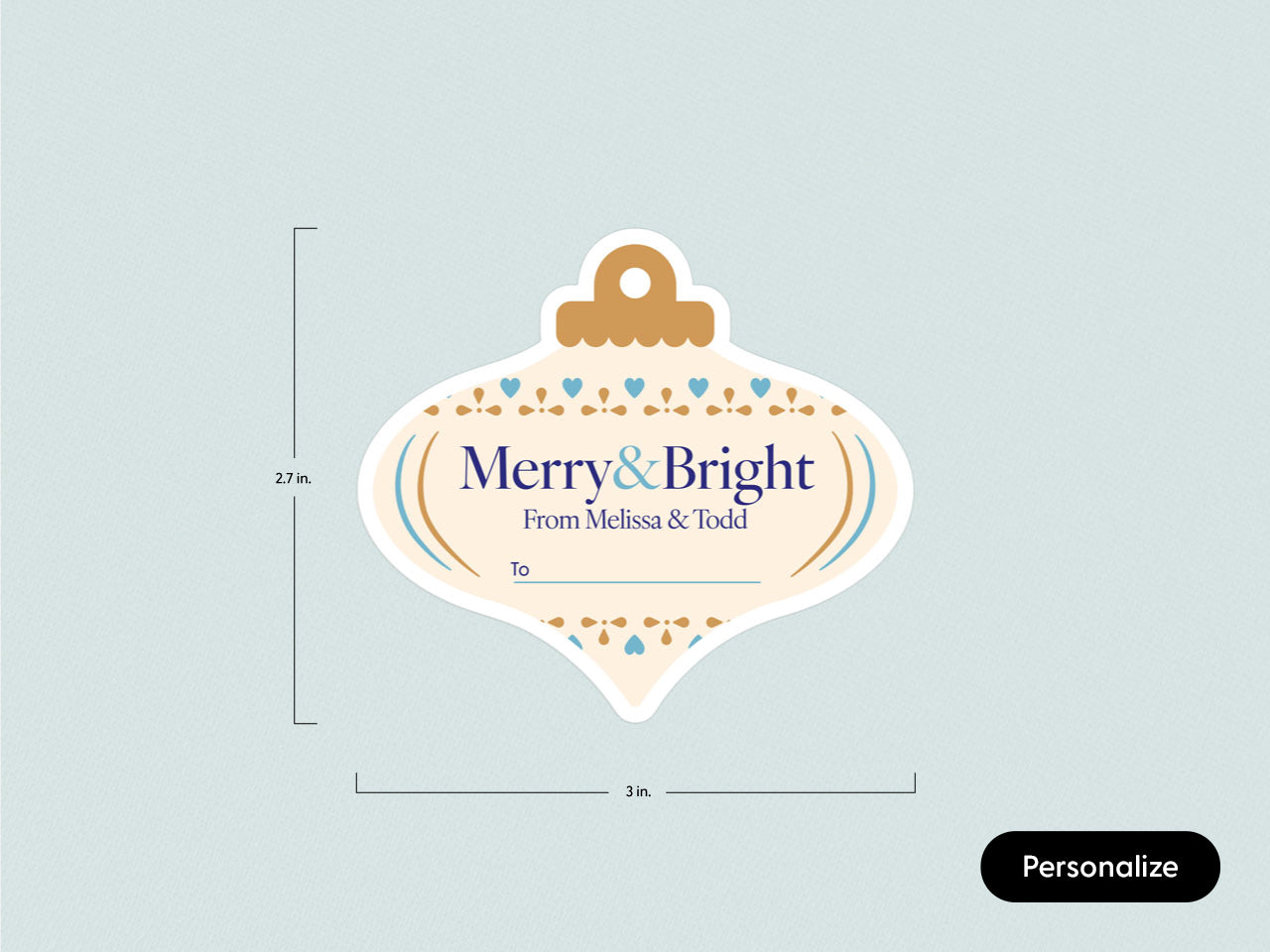 Sizing dimensions for these elegant holiday gift labels.