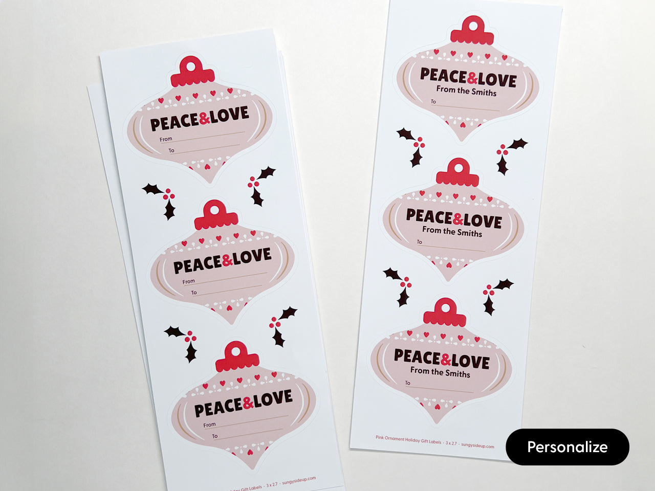 Pink and red gift labels for the holidays.