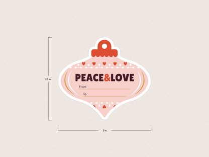 Sizing for pink and red holiday ornament gift labels