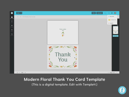 Modern Floral Thank You Card Template