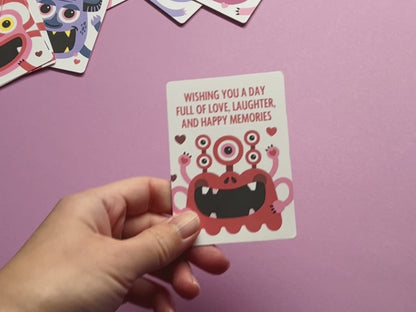 Monster-Themed Valentine Cards (Set of 24)