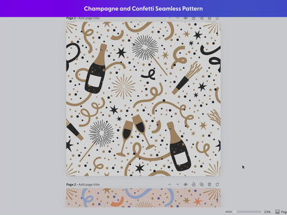 Champagne and Confetti Seamless Pattern | Three (3) Colorways