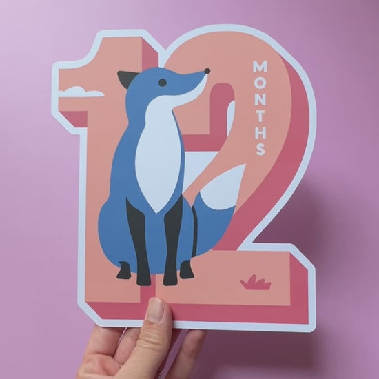 12 Months features a blue fox and showcases the contents of the back side of card.