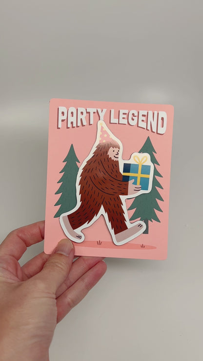 Party Legend Sasquatch Die-Cut Magnet, Handmade Funny Bigfoot Party Favor