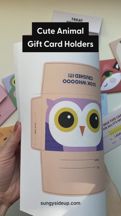 Animal Gift Card Holders – Printable Bundle