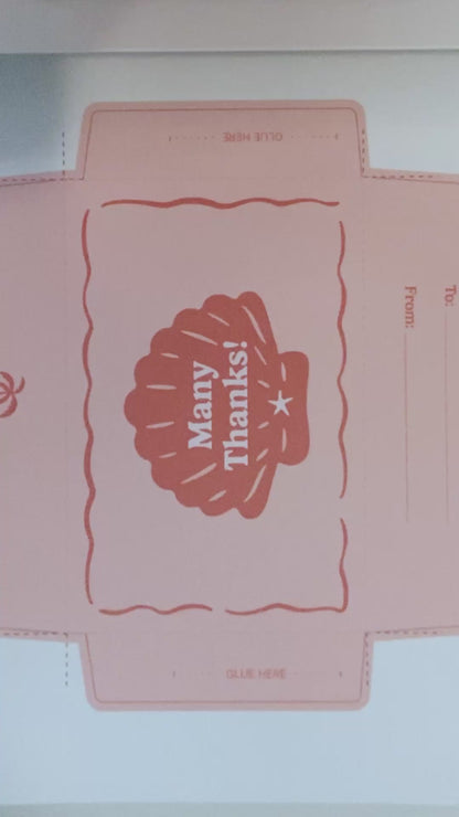 Retro Seashell Printable Gift Card Holder – "Many Thanks"