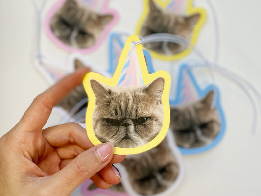 Resting Cat Face Birthday Gift Tags (Set of 8)
