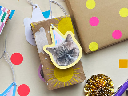Resting Cat Face Birthday Gift Tags (Set of 8)