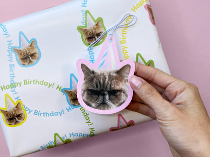 Resting Cat Face Birthday Gift Tags (Set of 8)