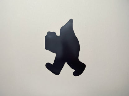 Back of die-cut sasquatch magnet – strong flexible magnetic backing for funny bigfoot fridge magnet, perfect for quirky birthday gifts and cryptid-themed decor.