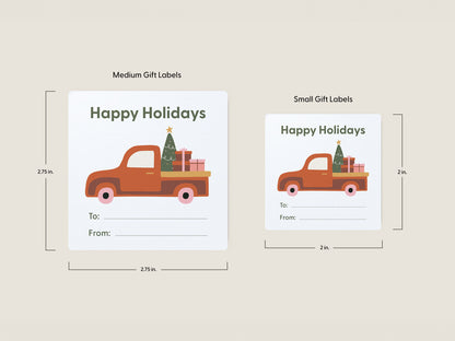 Two sizing options for holiday gift labels.