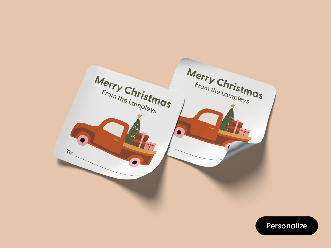 Vintage Truck Christmas Personalized Gift Labels (Set of 24)